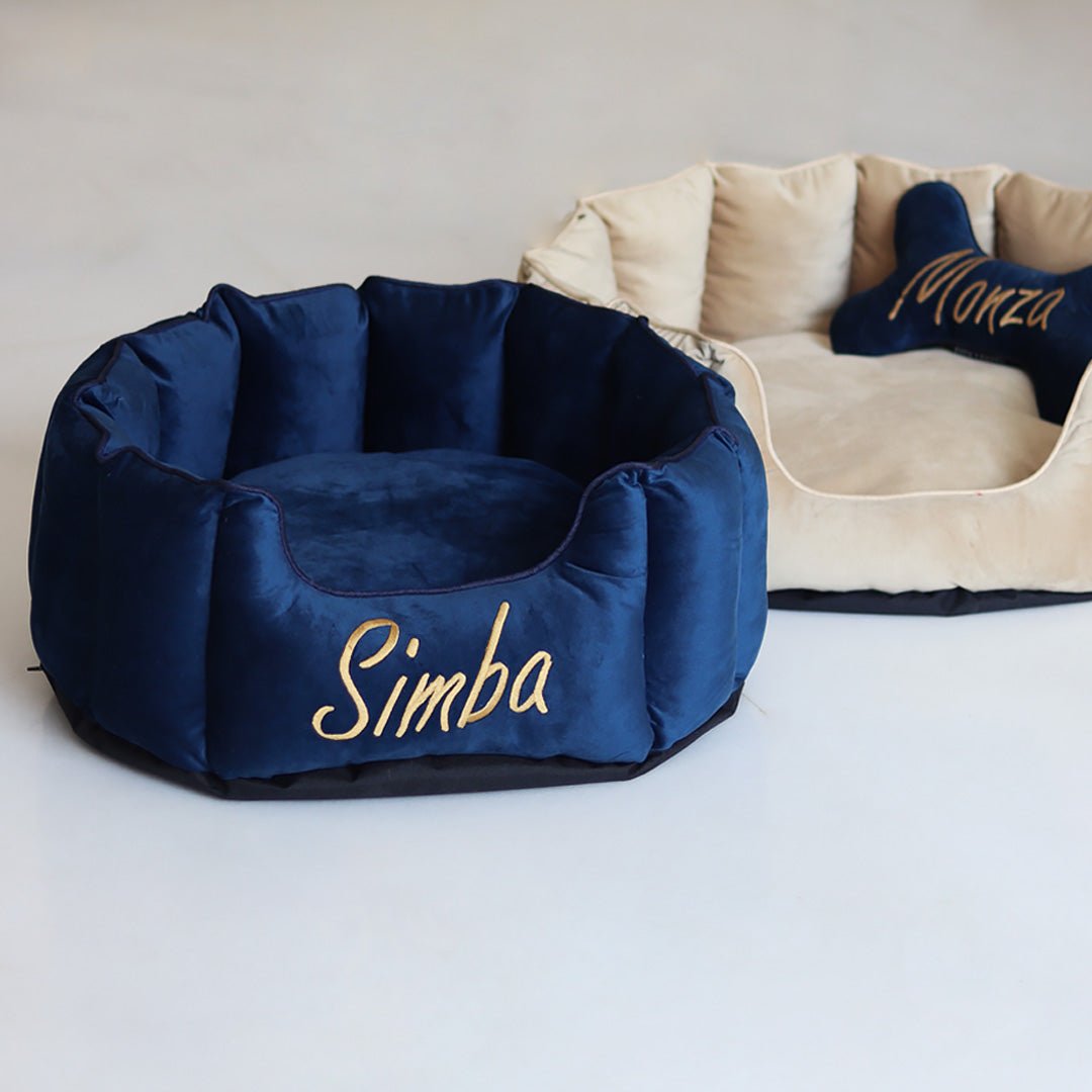 High Wall Mid night Personalized Luxury Velvet Bed For Dogs - Image 2