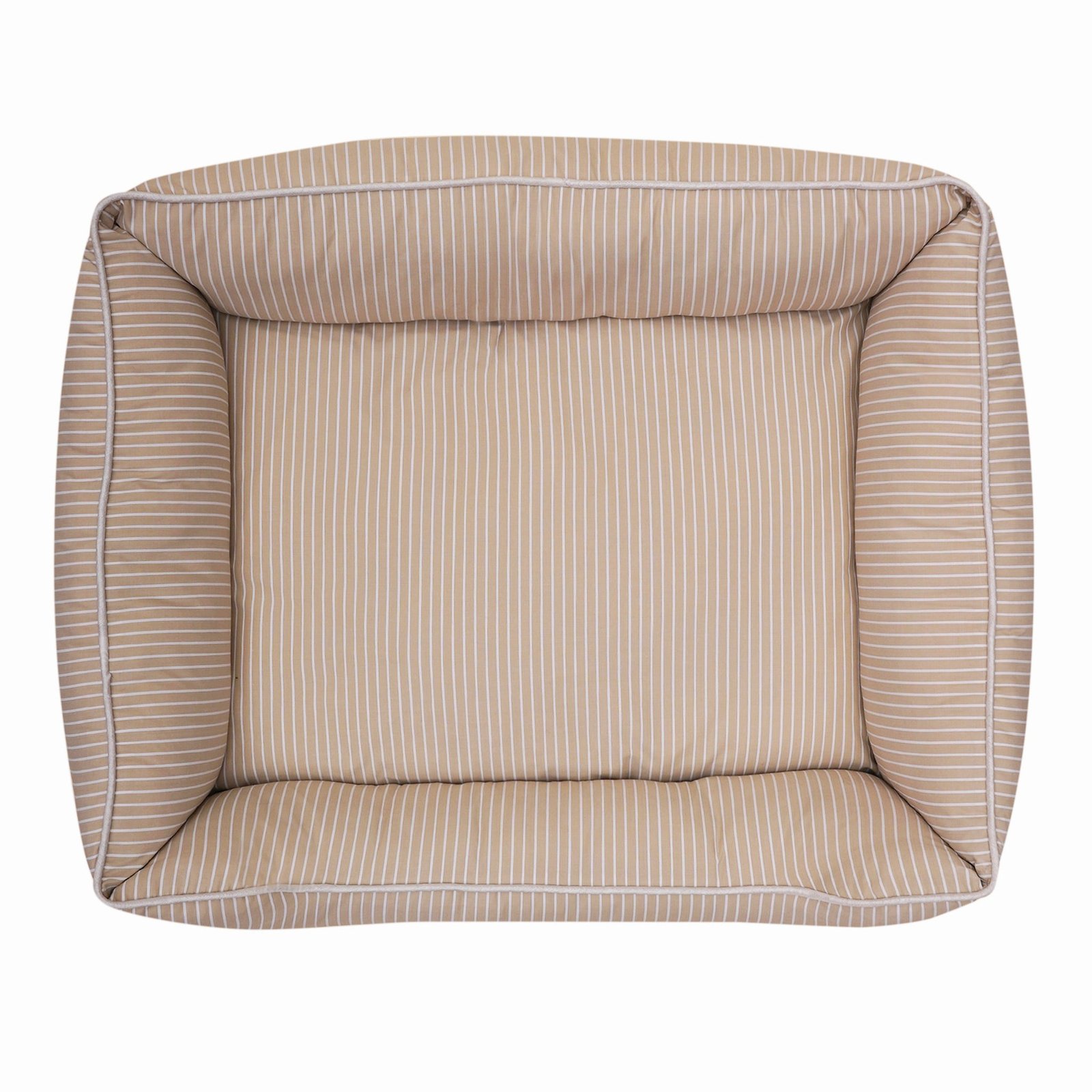 Pinstripe Beige Cotton Luxurious Dog Bed Removable Cotton Cover & Machine Washable Bed For Daily Use - Image 3