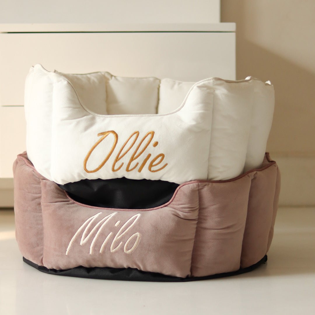 High Wall Lilac Personalized Luxury Velvet Bed For Dogs - Image 4