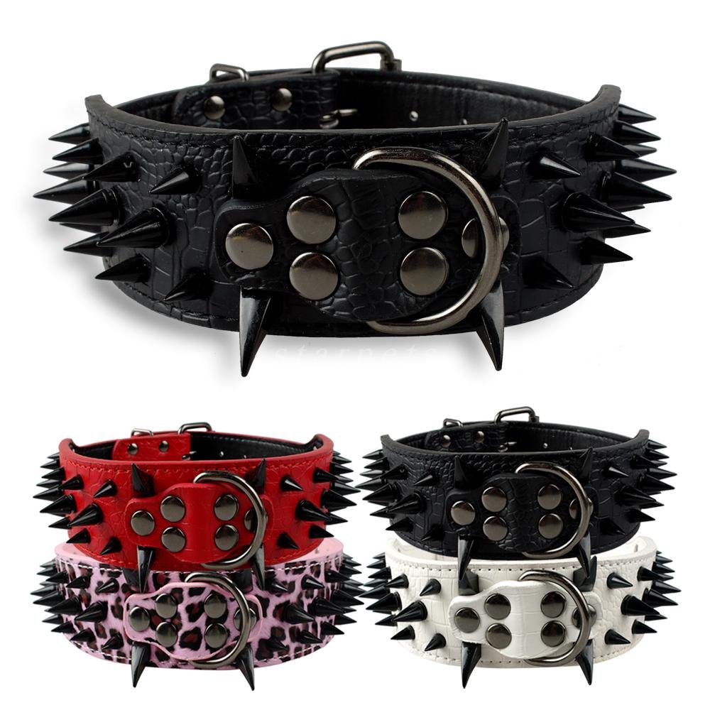 Studded leather collar with adjustable pointed spikes for medium and large dogs such as Pitbull. Bulldog. Boxer - Image 12