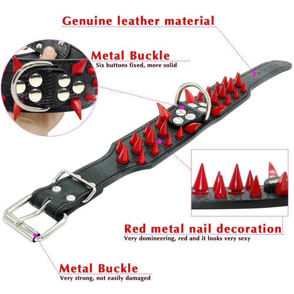 Studded leather collar with adjustable pointed spikes for medium and large dogs such as Pitbull. Bulldog. Boxer - Image 15