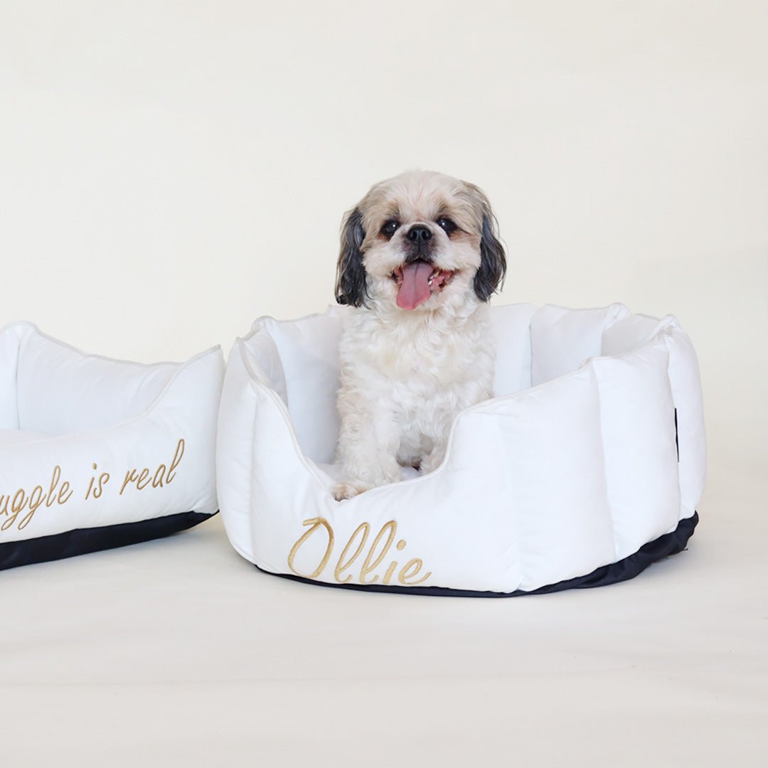High Wall Snow White Personalized Luxury Velvet Bed For Dogs - Image 4
