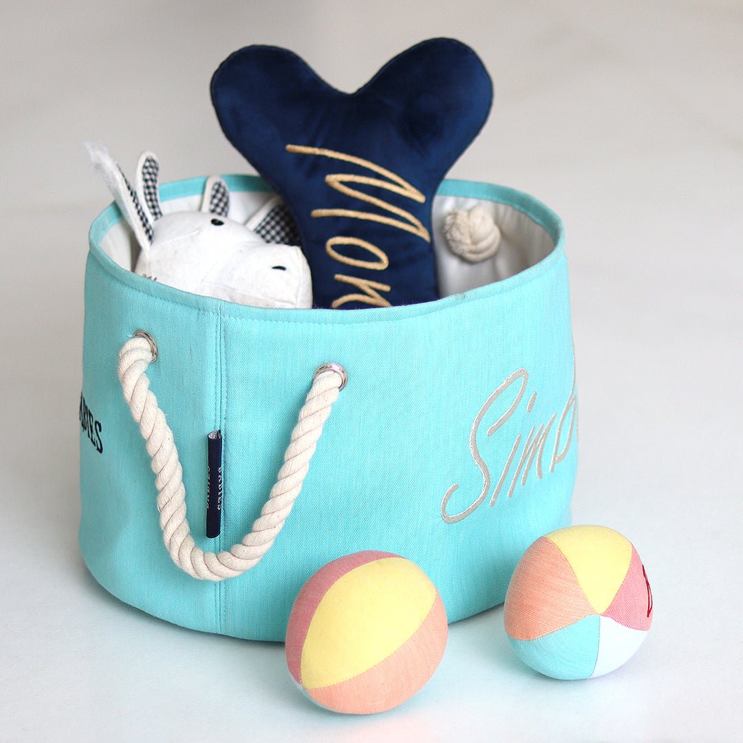 Personalised dog toy basket - Vally Green NEW - Image 2