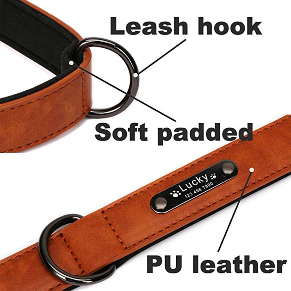 Luxury Personalized Leather Collar for Large and Small Dogs. Personalized Leather Collar with Engraved Name - Image 3
