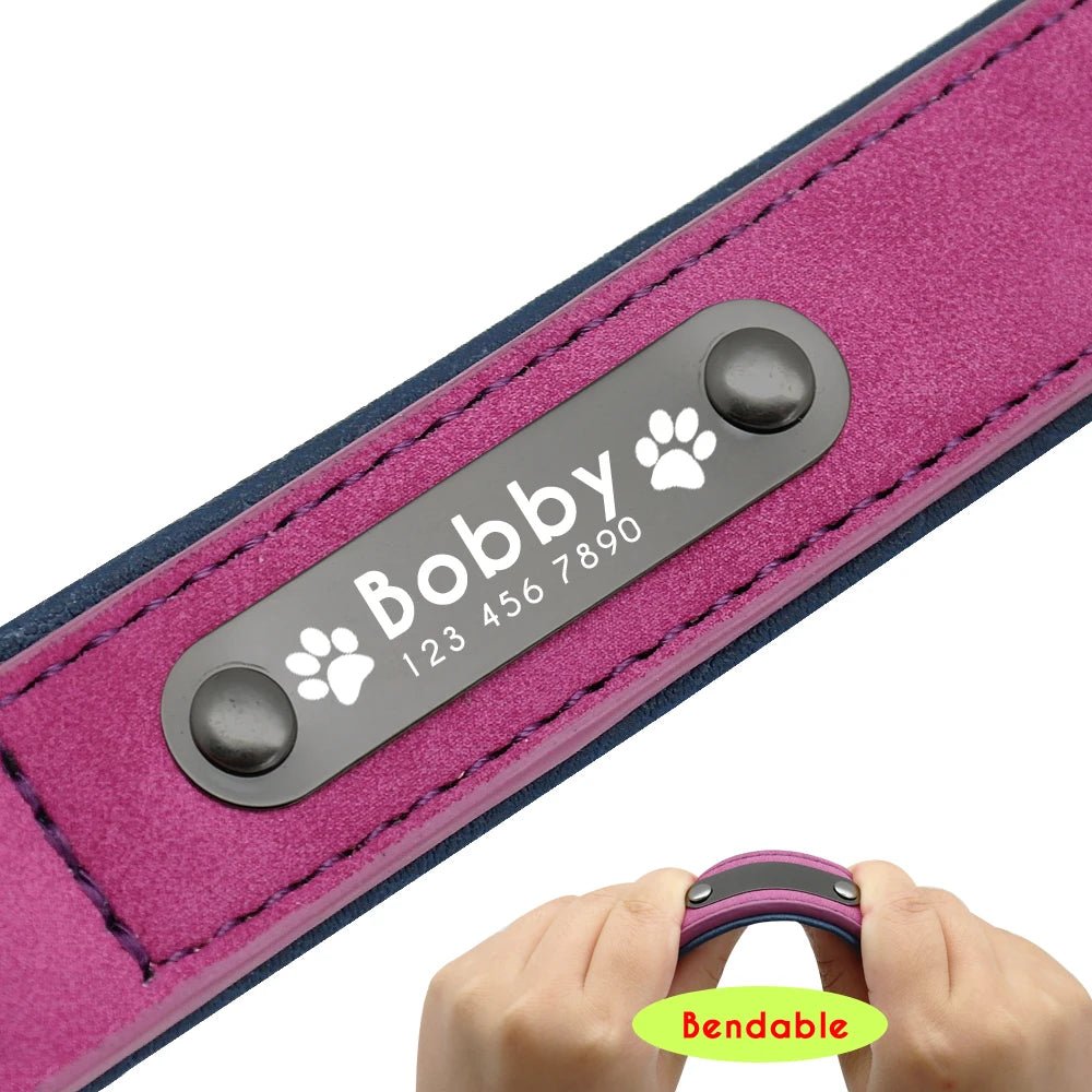Personalized Leather Dog Collar with ID Tag - For Small. Medium and Large Dogs - Image 4