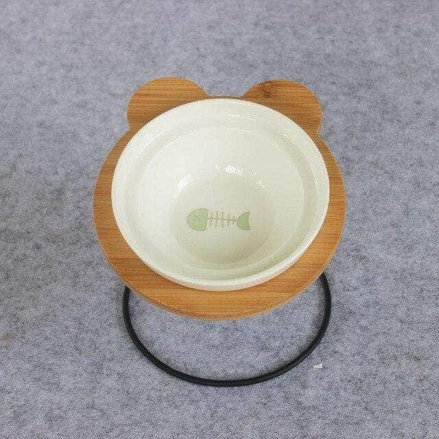 Ceramic double bowl bamboo stand for dog cat - Image 5