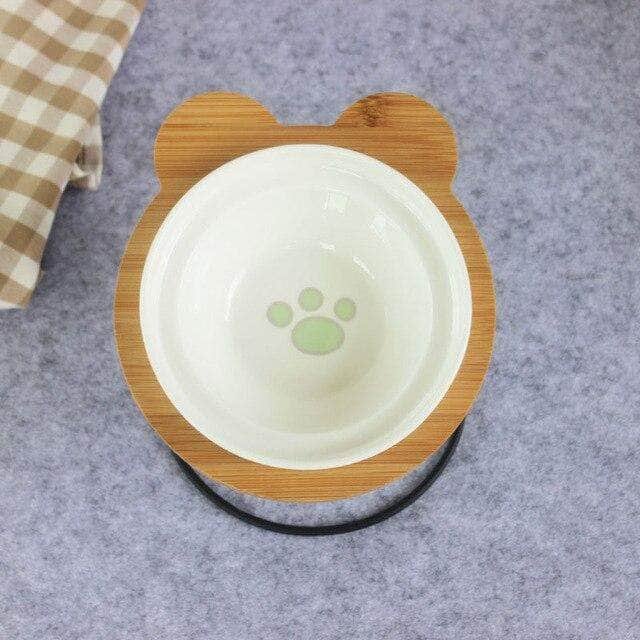 Ceramic double bowl bamboo stand for dog cat - Image 6