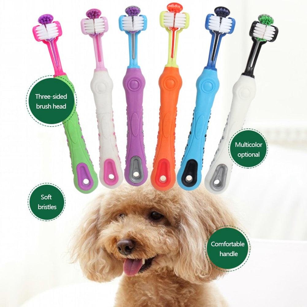 Three-sided toothbrush for dogs and cats. triple-action pet teeth care tool - Image 2