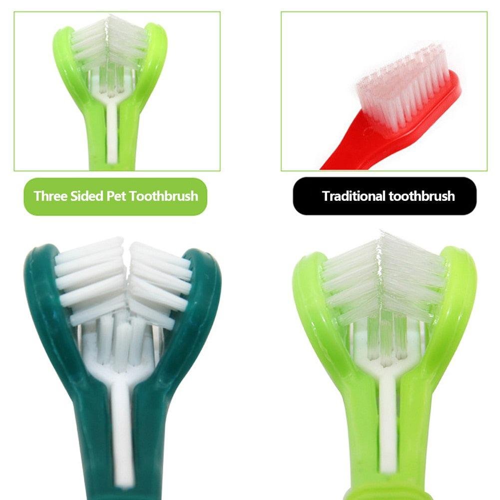 Three-sided toothbrush for dogs and cats. triple-action pet teeth care tool - Image 3