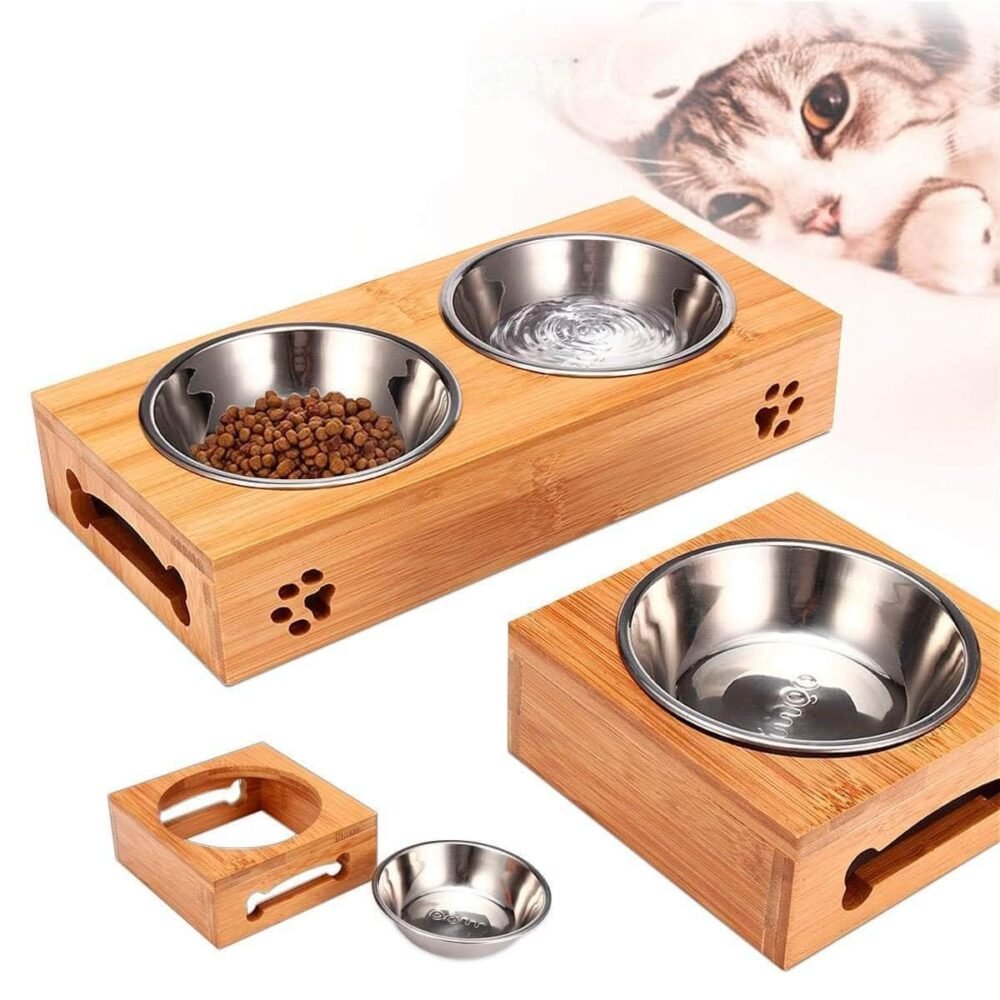 Single or double bowl for cat dog food bowl stainless steel water for pets