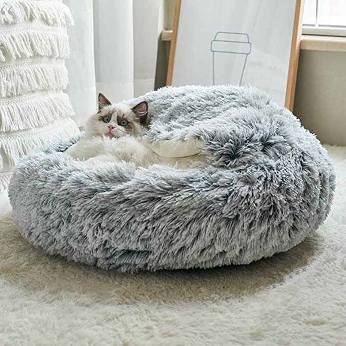 Plush cat bed. warm sleeping basket for small dog and cat - Image 4