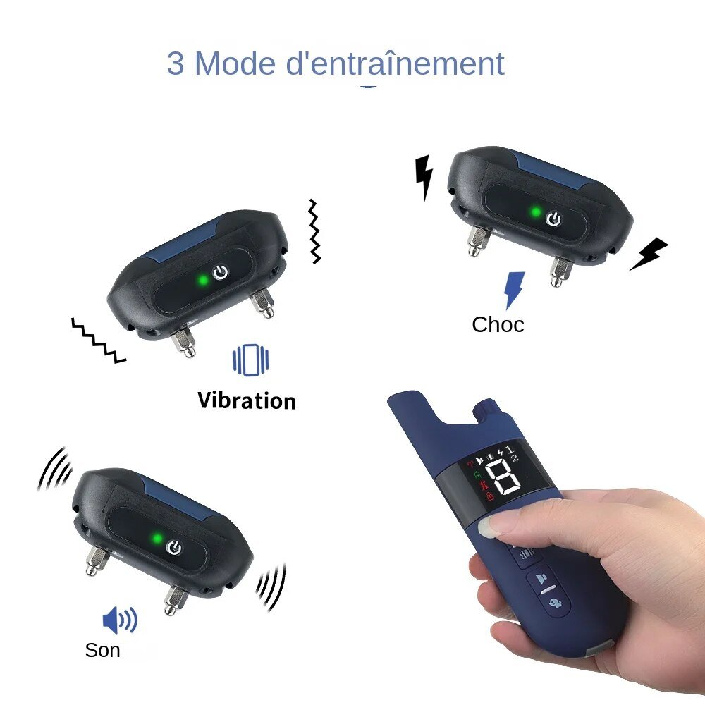 Electric training collar for dogs. range of 800 meters. waterproof IP7. with remote control - sound mode and electrical stimulation - Image 5
