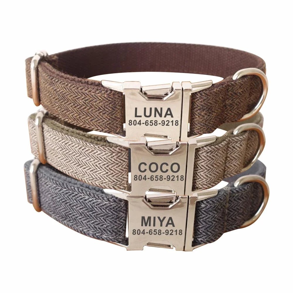 Personalized Dog Collar with Free Engraving. Identification Tag. Pet Accessory