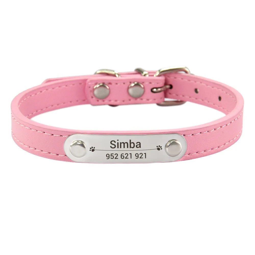Personalized PU Leather Dog Collar with Anti-Lost ID Tag - For All Size Dogs and Cats - Image 18