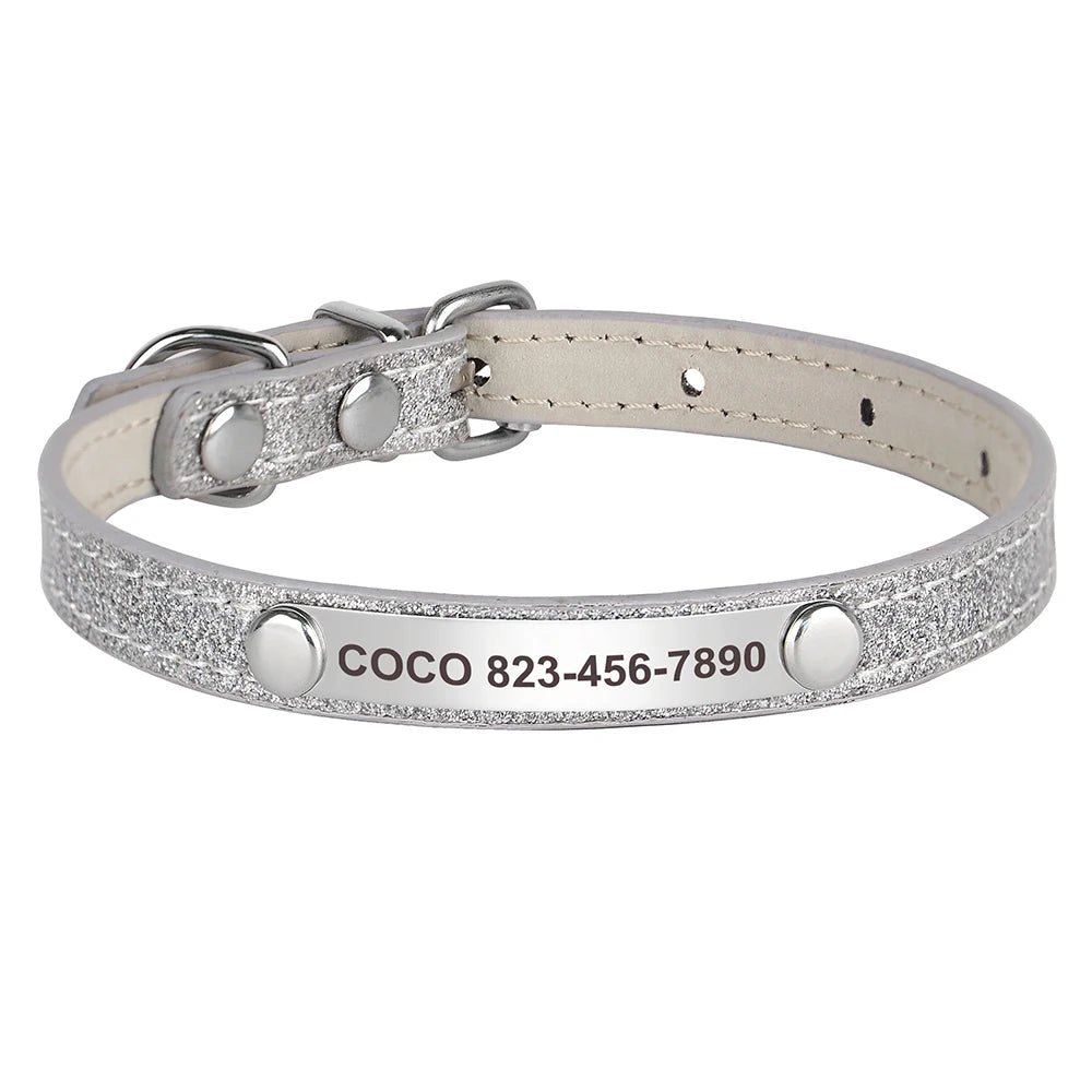 Personalized Leather Cat Collar with Free Engraving. Bling-Bling Kitten and Cat Collar. Identification Collars for Small Dogs and Cats - Image 11