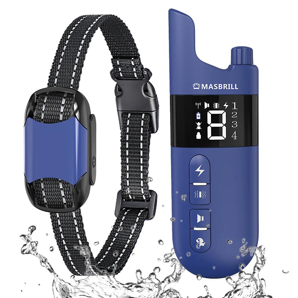 Electric training collar for dogs. range of 800 meters. waterproof IP7. with remote control - sound mode and electrical stimulation