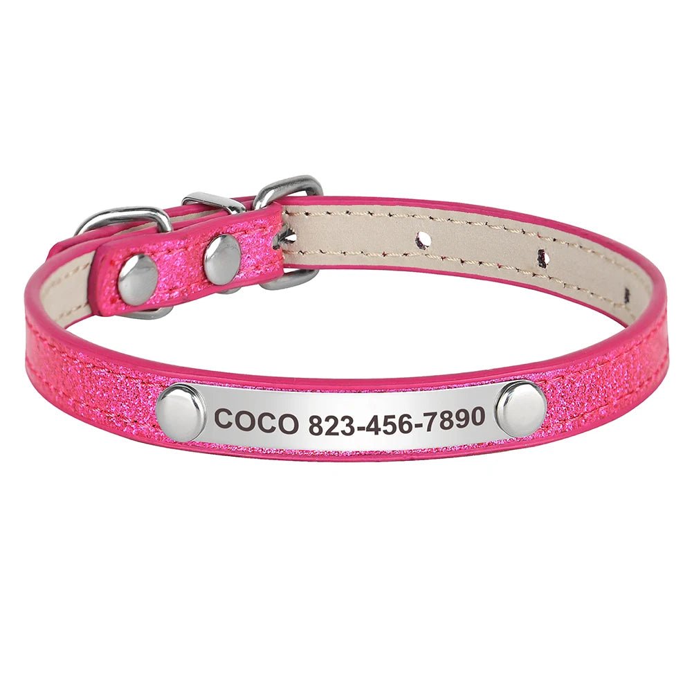 Personalized Leather Cat Collar with Free Engraving. Bling-Bling Kitten and Cat Collar. Identification Collars for Small Dogs and Cats - Image 7